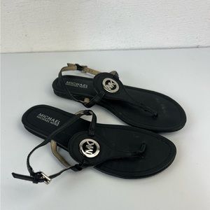 Michael Kors Black Leather Thong Sandals, 8.5